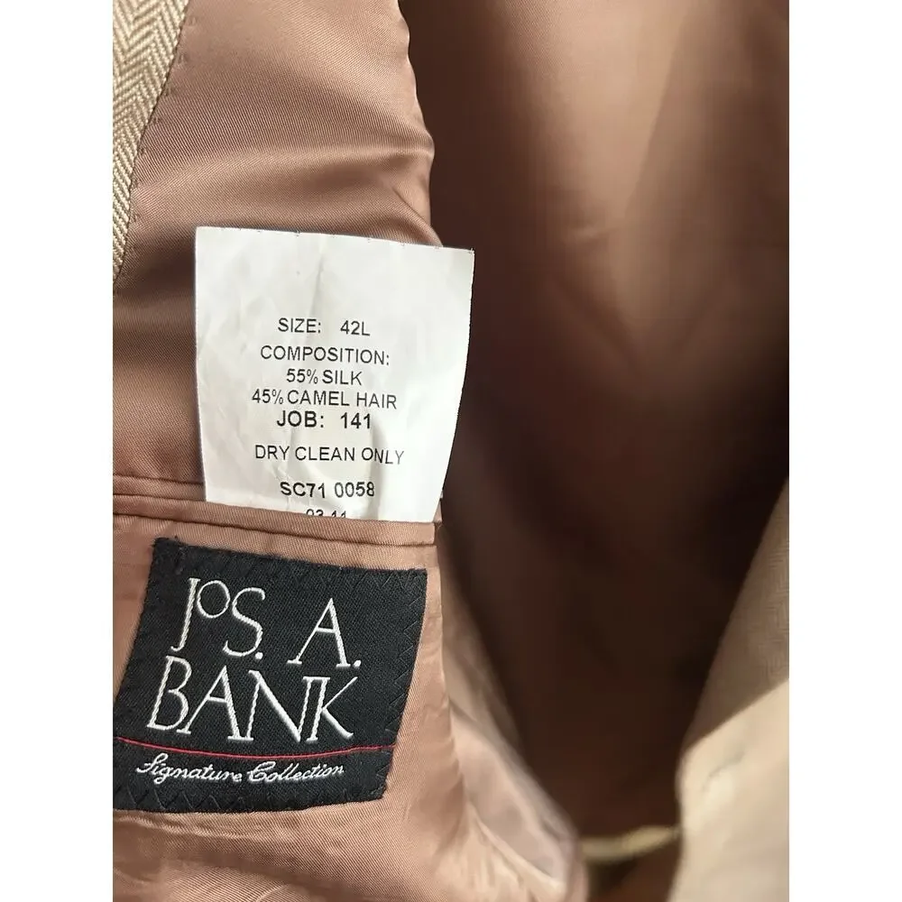 Jos. A. Bank Silk Camel Hair Blazer 42 L Sport Coat Preppy Luxury Old Money
